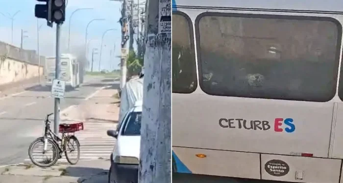 Ônibus do Transcol é apedrejado e incendiado na Rodovia do Sol, em Vila Velha